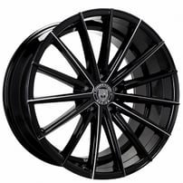 22" Staggered Lexani Wheels Pegasus Black with CNC Accents Rims 