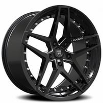 22" Staggered Lexani Wheels Spike Gloss Black Rims 