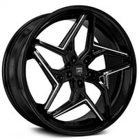 22" Lexani Wheels Spyder Gloss Black Milled Rims