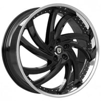 22" Staggered Lexani Wheels Turbine Black with SS Lip Polaris Slingshot / 3-Wheeler Rims