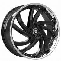 22" Lexani Wheels Turbine Black with SS Lip Rims 