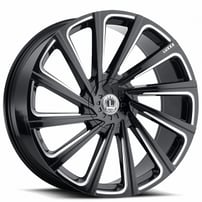 22x8.5" Luxxx Alloys Wheels Lux22 Gloss Black Milled Rims