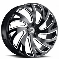22" Luxxx Alloys Wheels Lux23 Gloss Black Milled Rims