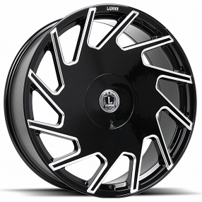 20" Luxxx Alloys Wheels Lux25 Gloss Black Milled Rims