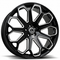 24" Luxxx Alloys Wheels Lux29 Gloss Black Milled Rims