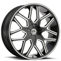 24" Luxxx Alloys Wheels Lux7 Black Milled Rims