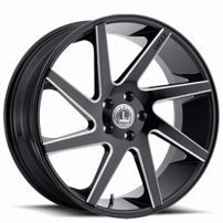 24" Luxxx Alloys Wheels Lux8 Gloss Black Milled Rims