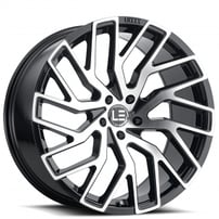 22" Staggered Luxxx Alloys Wheels Lux LE5 Gloss Black Machined Rims