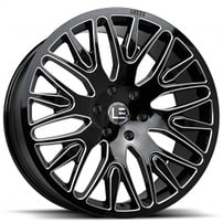 24" Luxxx Alloys Wheels Lux LE7 Gloss Black Milled Rims