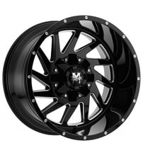 24" Off Road Monster Wheels M12 Gloss Black Milled Rims 