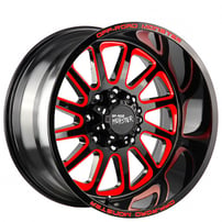 20" Off Road Monster Wheels M17 Gloss Black with Candy Red Milled Rims 