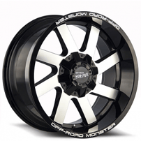 20" Off Road Monster Wheels M80 Gloss Black Machined Rims 