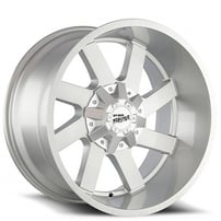 24" Off Road Monster Wheels M80 Silver Brushed Face Rims 