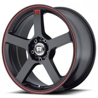 18" Motegi Racing Wheels MR116 FS5 Matte Black with Red Stripe Rims