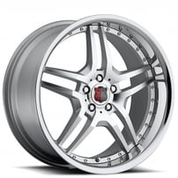 19" MRR Wheels RW2 Silver Machined Face with Chrome Lip Rims 