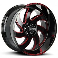24" Off Road Monster Wheels M07 Gloss Black Candy Red Milled Rims