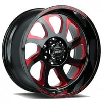 20" Off Road Monster Wheels M22 Gloss Black Candy Red Milled Rims