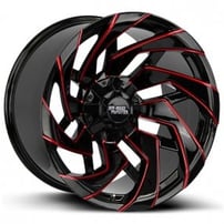 20" Off Road Monster Wheels M24 Gloss Black Candy Red Milled Rims