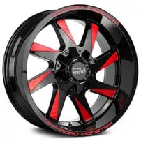 20" Off Road Monster Wheels M80 Gloss Black Candy Red Milled Rims