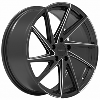20" Staggered Ravetti Wheels M10 Black Milled Rims