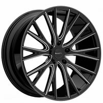 20" Staggered Ravetti Wheels M12 Black Milled Rims