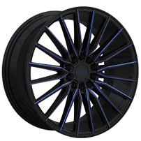 17" Ravetti Wheels M18 Black with Blue Milled Rims