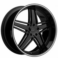 22" Staggered Ravetti Wheels M6 Black with Pinstripe Rims