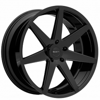 22" Staggered Ravetti Wheels M7 Full Gloss Black Rims