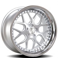 19" Staggered Rennen Wheels CSL 2 Silver with Chrome Step Lip Rims 