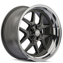 17" Staggered Ridler Wheels 610 Grey with Polished Lip Rims