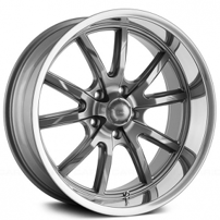 15" Ridler Wheels 650 Grey with Polished Lip Rims 