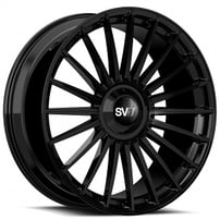 24" Staggered Savini Forged Wheels SV.1 X1 Gloss Black Floating Cap Monoblock Forged Rims