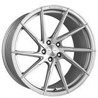 19" Staggered Stance Wheels SF01 Brush Face Silver True Directional Flow Formed Rims