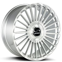 22" Staggered Strada Wheels Martello Brushed Face Silver Floating Cap Rims