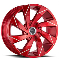 22" Strada Wheels Moto Candy Apple Red Milled Rims 