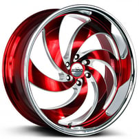 26" Strada Wheels Retro 6 Gloss Red Milled with SS Lip Rims