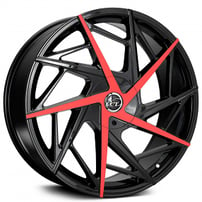 22x8.5" VCT Wheels Warlock Black with Red Machined Rims