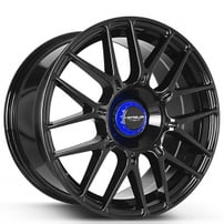 17" Versus Wheels VS22 Black with Blue Cap Rims