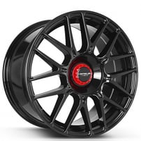 17" Versus Wheels VS22 Black with Red Cap Rims