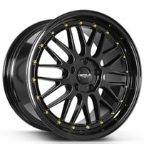 18" Versus Wheels VS243 Black with Gold Rivets Rims