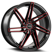 18" Versus Wheels VS88 Black with Red Face Rims