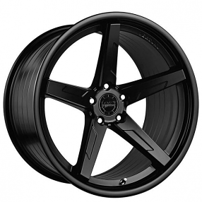 22" Staggered Vertini Wheels RFS1.7 Satin Black with Gloss Black Lip Flow Formed Rims