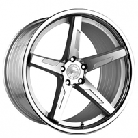 19" Staggered Vertini Wheels RFS1.7 Silver Machined with Chrome Lip Flow Formed Rims