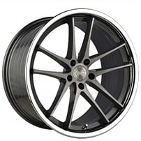 20" Staggered Vertini Wheels RFS1.5 Brushed Dual Gunmetal with Chrome Lip Flow Formed Rims
