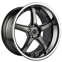 20" Staggered Vertini Wheels RFS2.2 Brushed Dual Gunmetal with Chrome Lip Flow Formed Rims