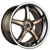 19" Staggered Vertini Wheels RFS2.2 Brushed Dual Bronze with Chrome Lip Flow Formed Rims