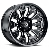 18" Vision Wheels 362 Armor Gloss Black Milled Spokes with Black Bolts Off-Road Rims