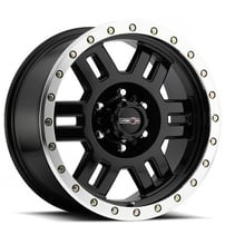 16" Vision Wheels 398 Manx Gloss Black with Machined Lip Off-Road Rims 