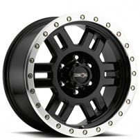 18" Vision Wheels 398 Manx Gloss Black with Machined Lip Off-Road Rims  