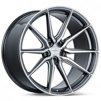 21" Staggered Vossen Wheels HF-3 Gloss Graphite Polished Rims 